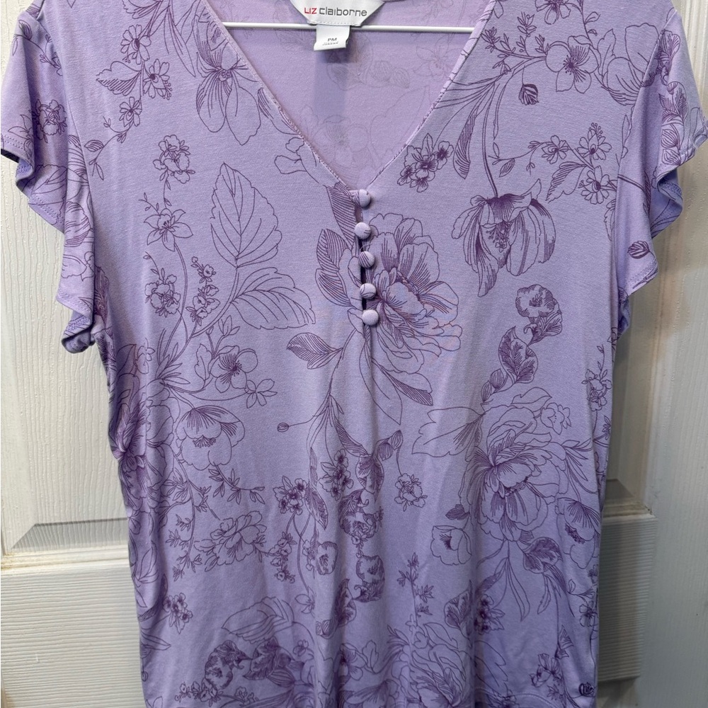 Liz Claiborne Purple Buttoned Blouse